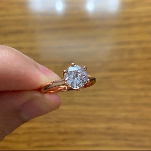 18K Rose Gold Diamond Ring Size 6 - Picture 6 of 13